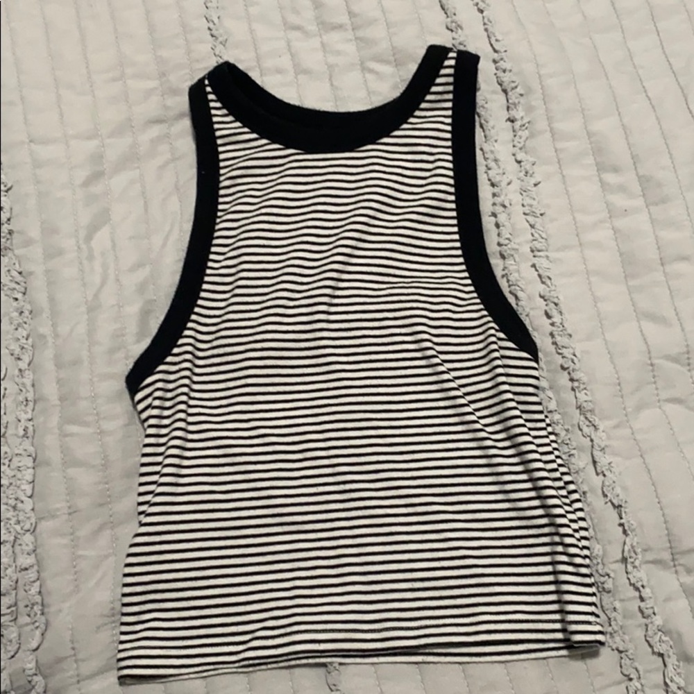 Black and white striped crop top